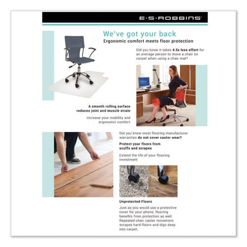 ES Robbins Everlife Chair Mat For Hard Floors Heavy Use Rectangular With Lip 36 X 48 Clear - Furniture - ES Robbins®