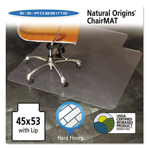 ES Robbins Natural Origins Chair Mat With Lip For Hard Floors 45 X 53 Clear - Furniture - ES Robbins®