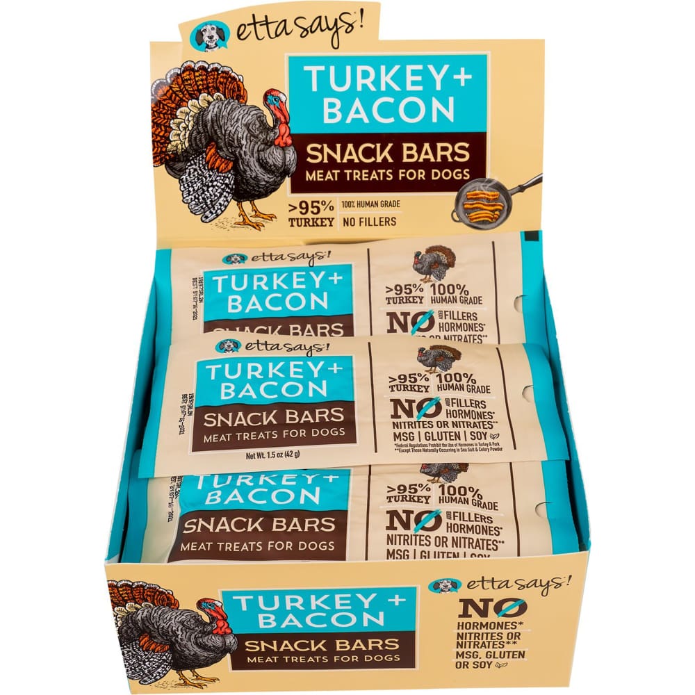 Etta Says! Dog Meat Snack Bar Turkey and Bacon 1.5 Oz. 12 Count - Pet Supplies - Etta Says!