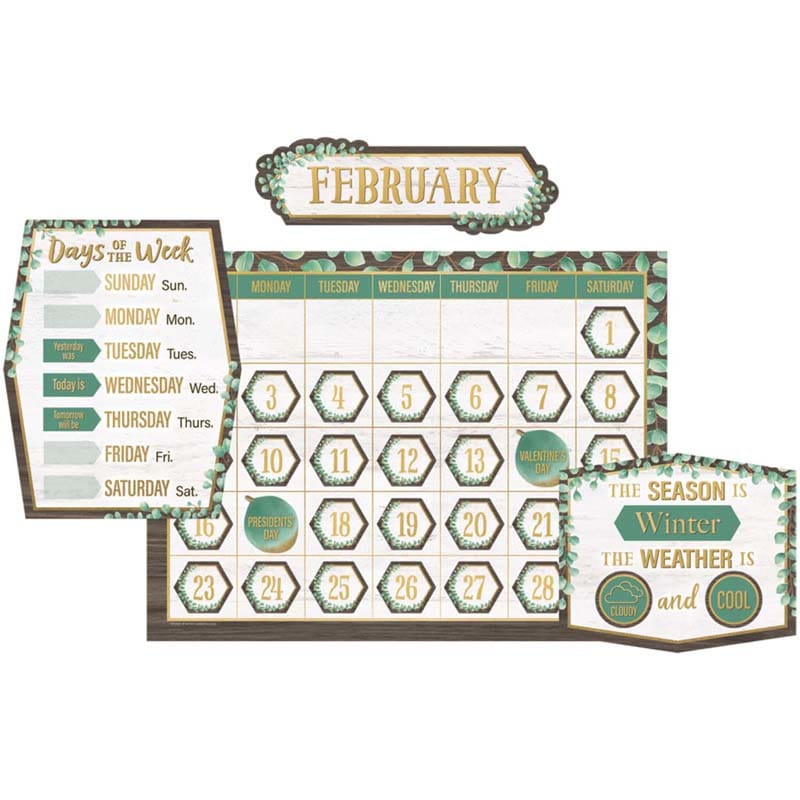 Eucalyptus Calendar Bulletin Board (Pack of 3) - Calendars - Teacher Created Resources