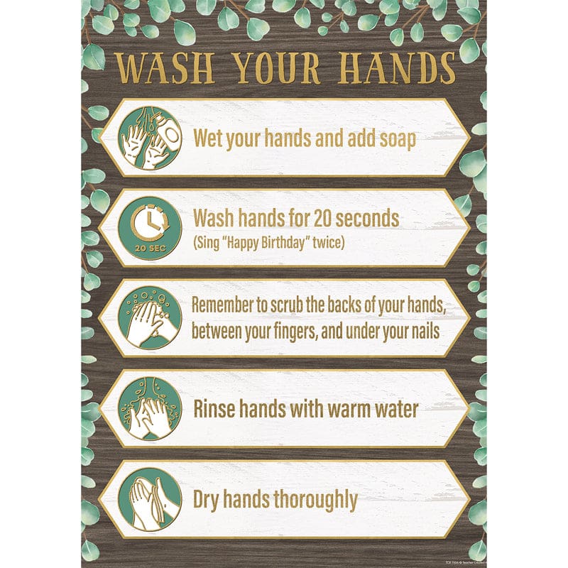 Eucalyptus Wash Your Hands Chart (Pack of 12) - Science - Teacher Created Resources