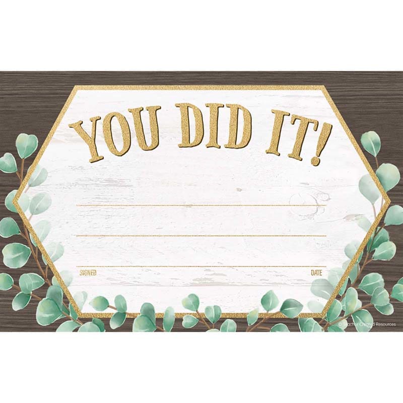 Eucalyptus You Did It Awards (Pack of 10) - Awards - Teacher Created Resources