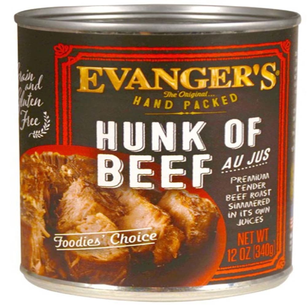Evangers Hand Packed Hunk of Beef Canned Dog Food 12 oz 12 Pack - Pet Supplies - Evangers