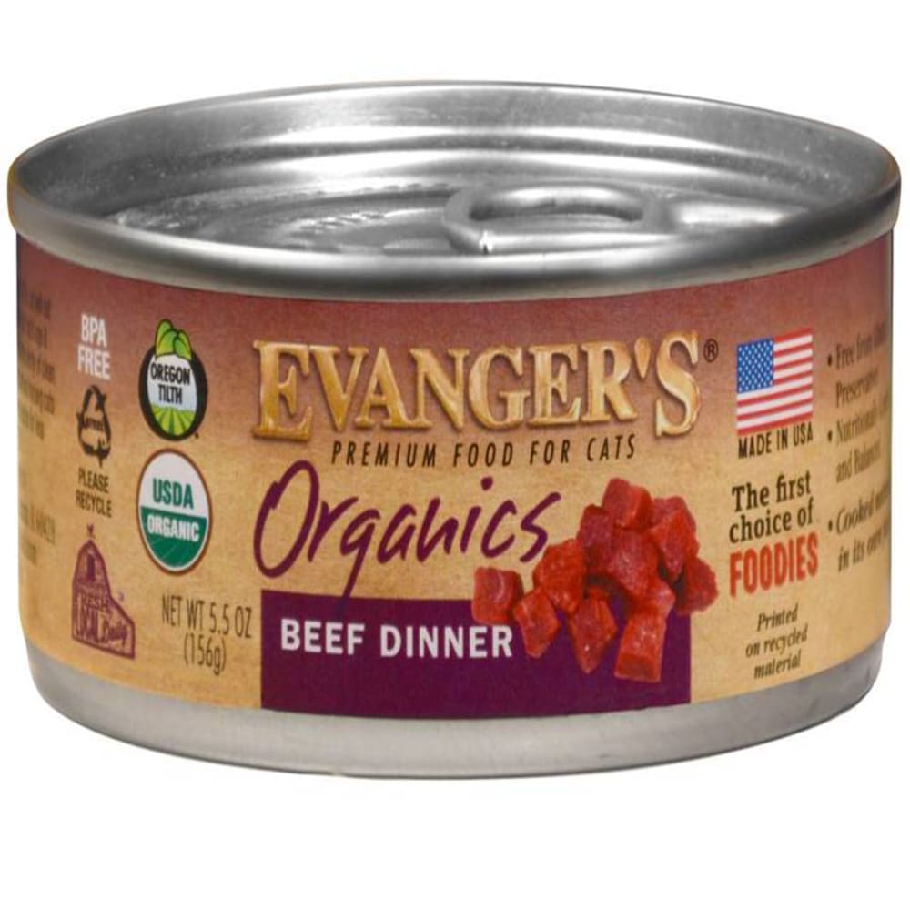 Evangers Organics Beef Dinner Canned Cat Food 5.5oz - Pet Supplies - Evangers