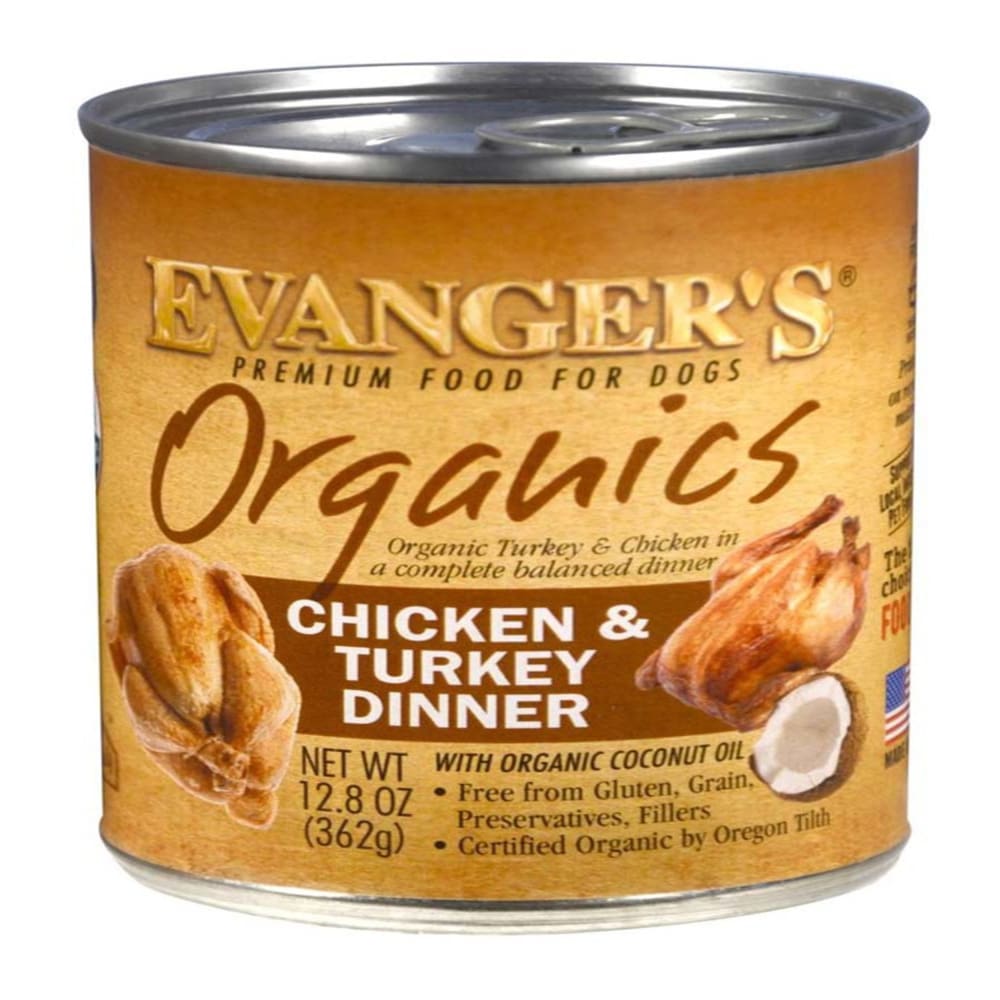 Evangers Organics Chicken and Turkey Canned Dog Food 12.8 oz 12 Pack - Pet Supplies - Evangers