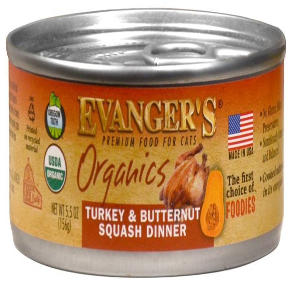 Evangers Organics Turkey with Butternut Squash Dinner Canned Cat Food 5.5oz - Pet Supplies - Evangers