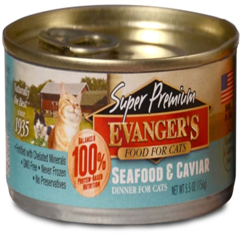 Evangers Super Premium Seafood and Caviar Dinner Canned Cat Wet Food 5.5 oz 24 Pack - Pet Supplies - Evangers