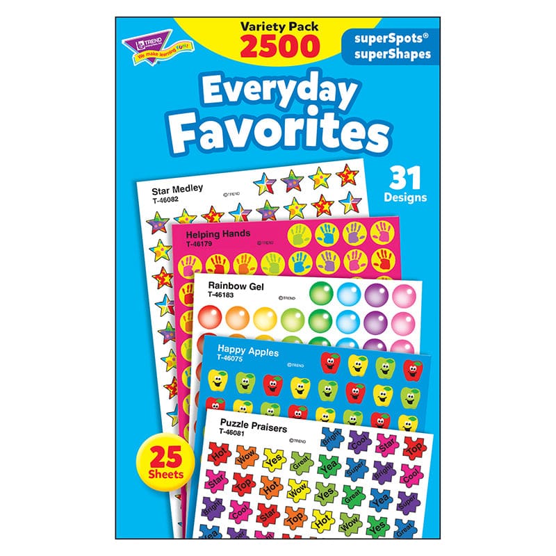 Everyday Favorites Variety Pk Superspots/Shapes Stickers (Pack of 6) - Stickers - Trend Enterprises Inc.