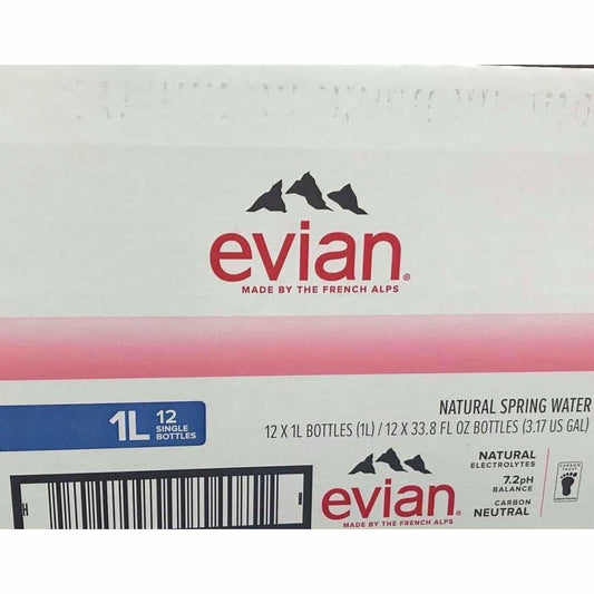 Evian Natural Spring Water, 12 pk./1L - ShelHealth.Com
