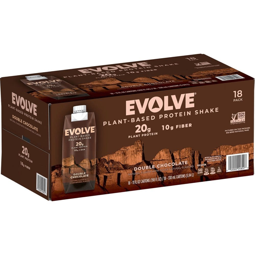 Evolve Plant Based Protein Shake Double Chocolate (11 fl. oz. 18 pk.) - Diet Nutrition & Protein - Evolve Plant