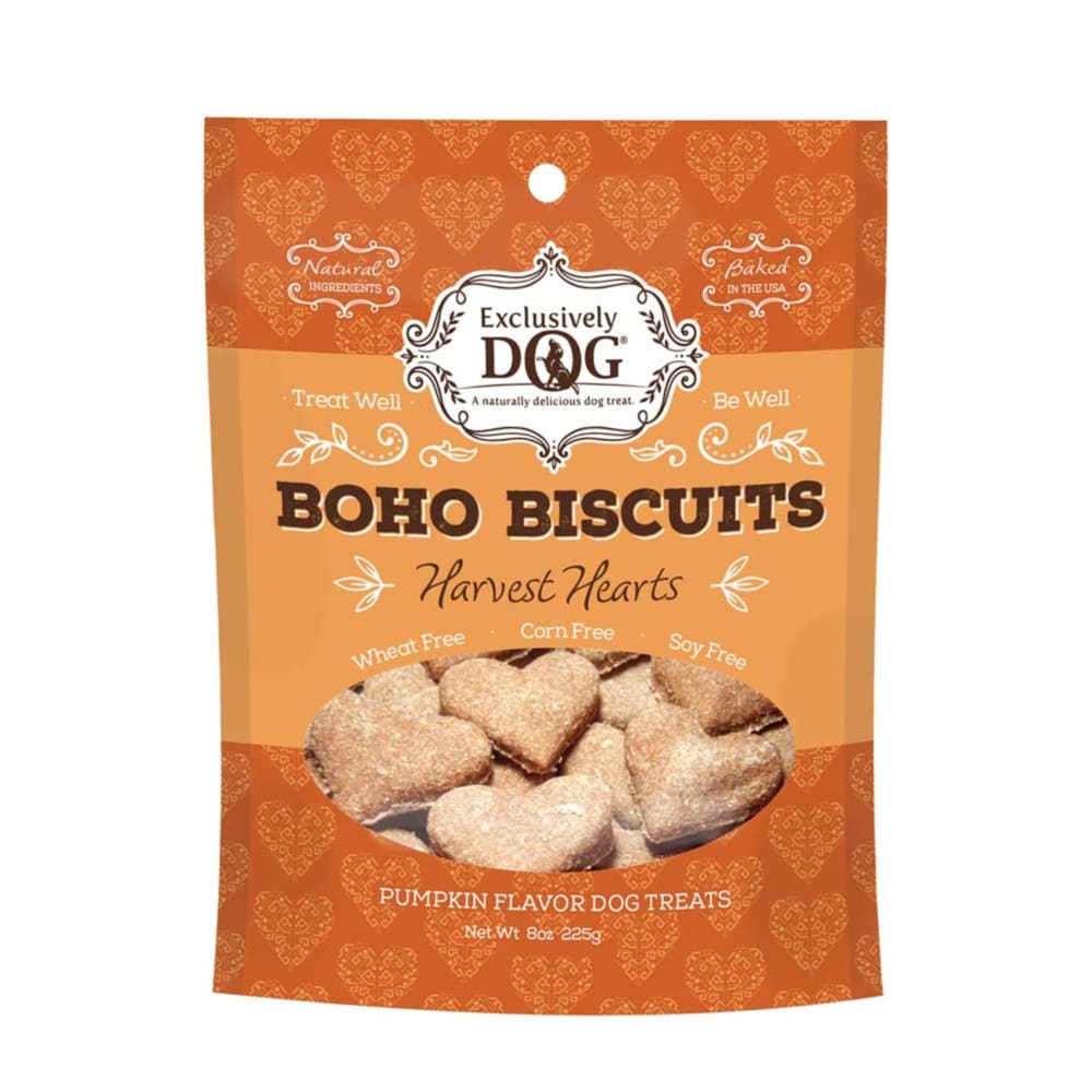 Exclusively Pet Boho Biscuits Harvest Hearts Pumpkin Flavor Dog Treats 8 oz - Pet Supplies - Exclusively pet