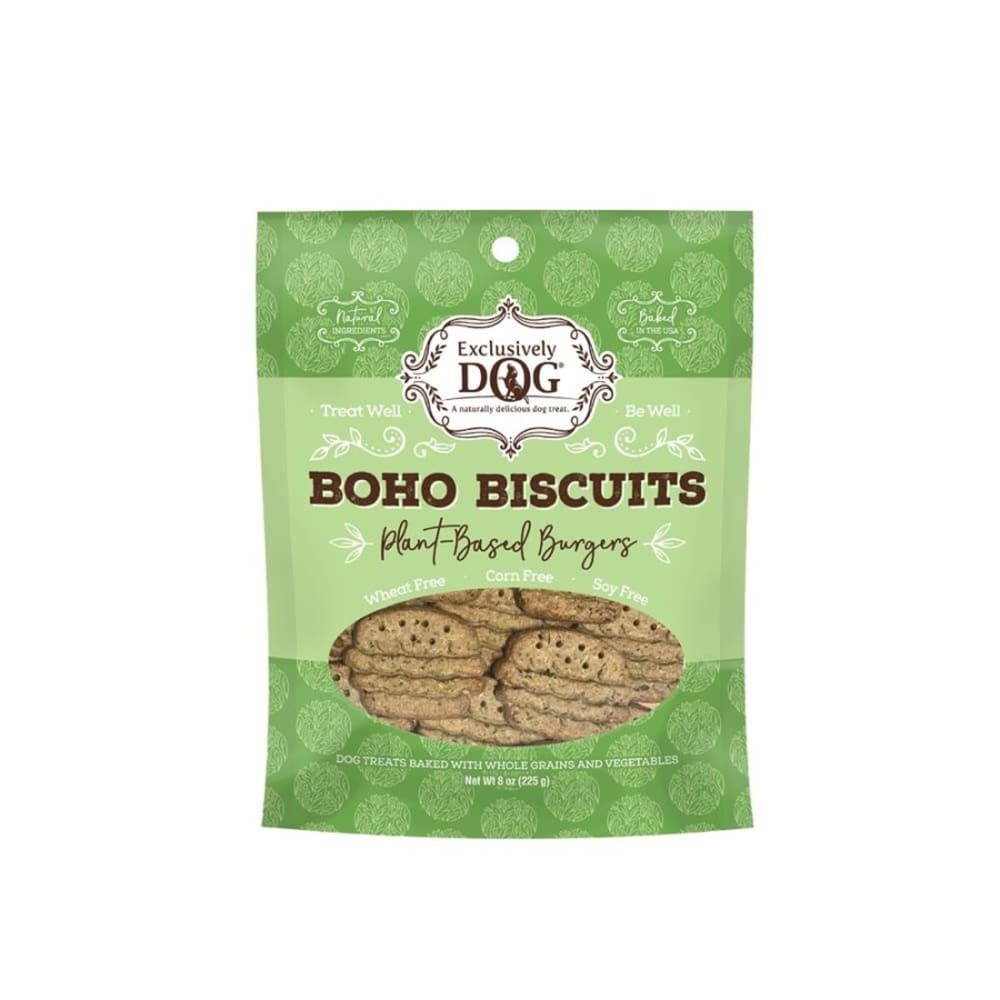 Exclusively Pet Dog Boho Biscuits Plant-Based Burgers Dog Treat 2.3 Oz; 10 Pk - Pet Supplies - Exclusively pet