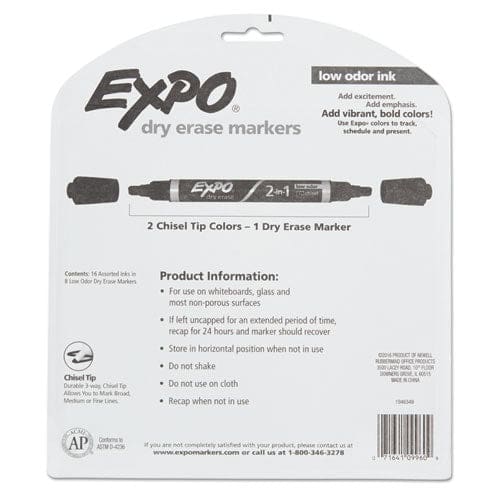 EXPO 2-in-1 Dry Erase Markers Fine/broad Chisel Tips Assorted Colors 8/pack - School Supplies - EXPO®