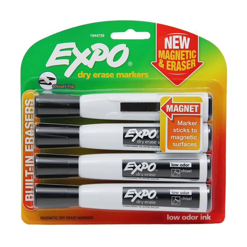 Expo Chisel 4Ct with Eraser Blk Magnet (Pack of 6) - Markers - Sanford/sharpie