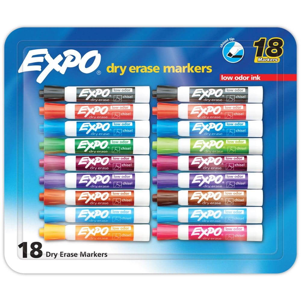 Expo Dry Erase Markers Assorted Colors Pack of 18 - First Day of School Essentials - Expo