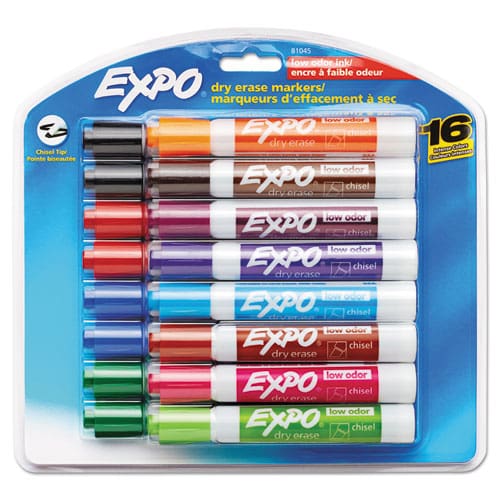 EXPO Low-odor Dry-erase Marker Broad Chisel Tip Assorted Colors 16/set - School Supplies - EXPO®