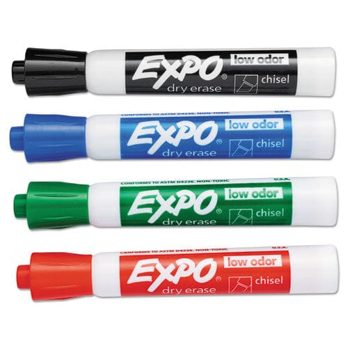 EXPO Low-odor Dry-erase Marker Broad Chisel Tip Assorted Standard Colors 4/set - School Supplies - EXPO®