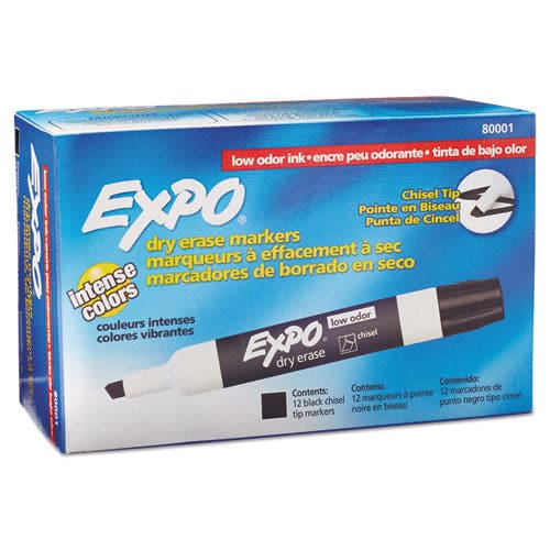 EXPO Low-odor Dry-erase Marker Broad Chisel Tip Black Dozen - School Supplies - EXPO®
