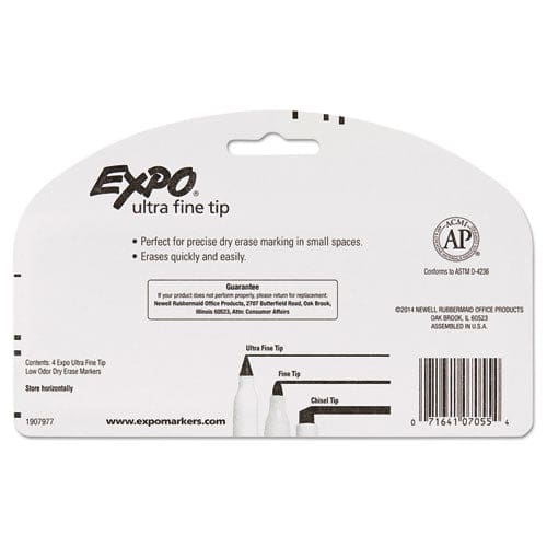 EXPO Low-odor Dry-erase Marker Extra-fine Needle Tip Black 4/pack - School Supplies - EXPO®