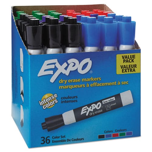 EXPO Low-odor Dry-erase Marker Medium Bullet Tip Assorted Colors 4/set - School Supplies - EXPO®