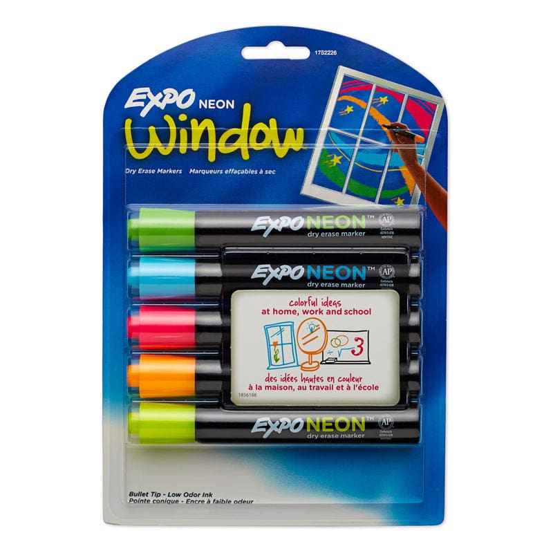 Expo Neon Bullet 5/Pk Pnk Org Yel Grn Blu Carded (Pack of 3) - Markers - Sanford/sharpie