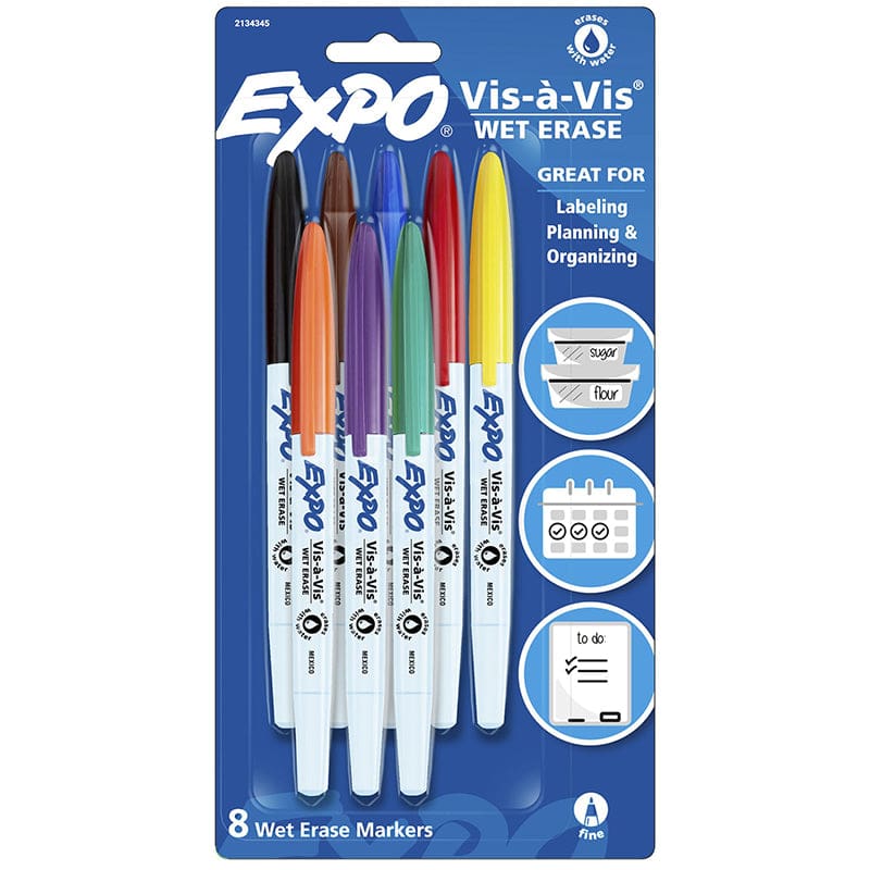 Expo Vis-A-Vis 8 Colors Fine Tip (Pack of 2) - Markers - Sanford/sharpie
