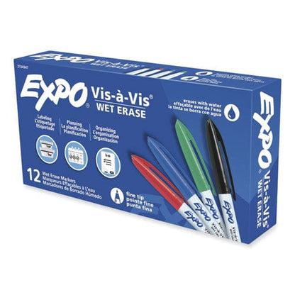 EXPO Vis-a-vis Wet Erase Marker Fine Bullet Tip Assorted Dozen - School Supplies - EXPO®