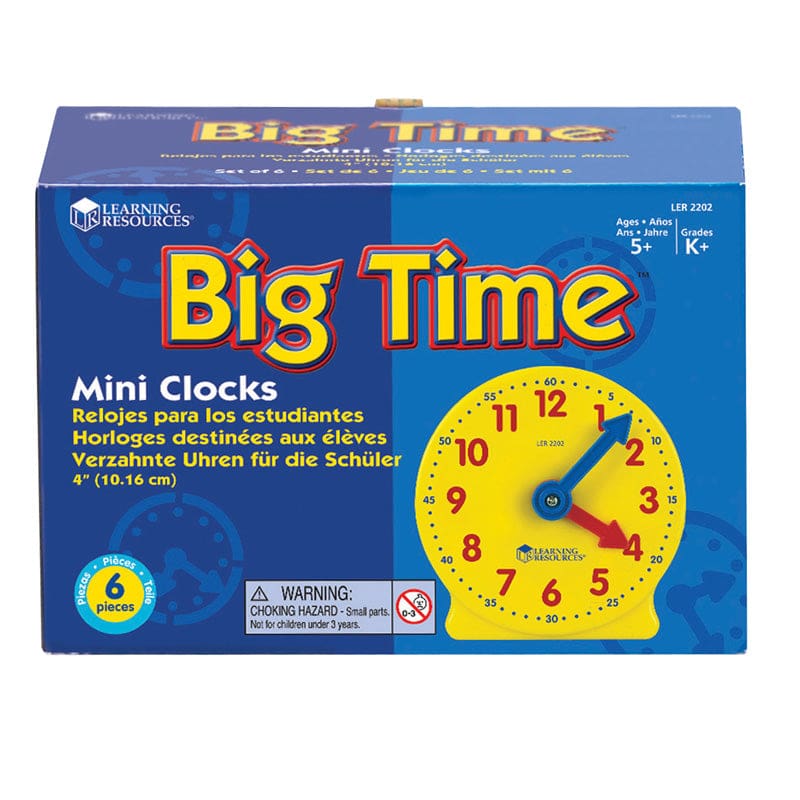Extra 4 Geared Mini-Clocks 6/Pk (Pack of 2) - Time - Learning Resources