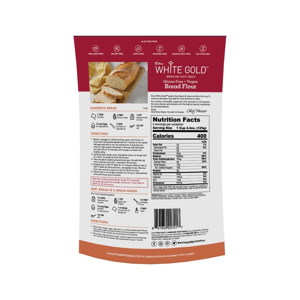 EXTRA WHITE GOLD: Gluten Free Bread Flour 17.64 oz - Grocery > Cooking & Baking > Flours - EXTRA WHITE GOLD