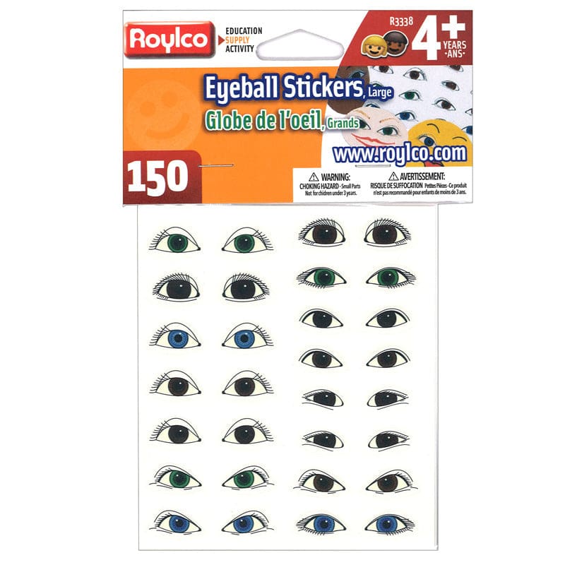 Eyeball Stickers Large Eyes (Pack of 8) - Stickers - Roylco Inc.