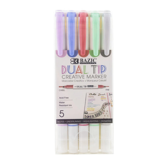 5 Colors Dual Tip Creative Markers (Pack of 10)