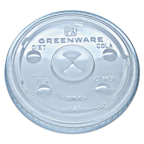 Fabri-Kal Greenware Cold Drink Lids Fits 16 Oz 18 Oz 24 Oz Cups X-slot Clear 1,000/carton - Food Service - Fabri-Kal®
