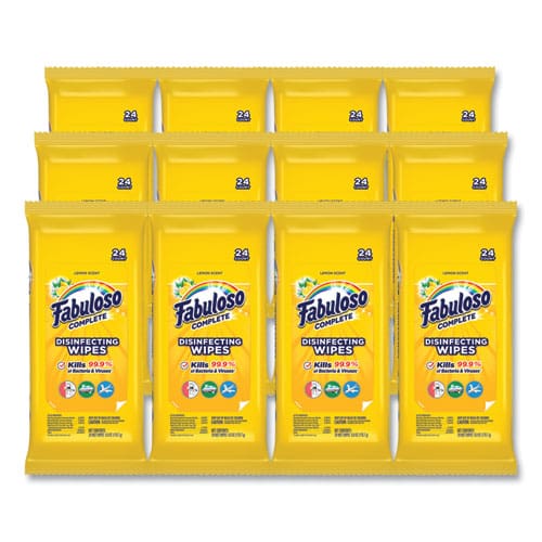 Fabuloso Multi Purpose Wipes 7 X 7 Lemon 24/pack 12 Packs/carton - School Supplies - Fabuloso®