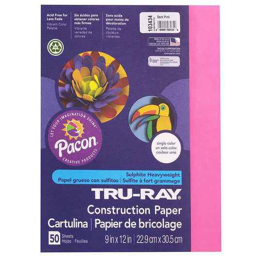 Fade Resstnt Constrct Paper Dk Pink 9X12 (Pack of 10) - Construction Paper - Dixon Ticonderoga Co - Pacon