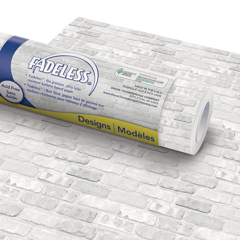Fadeless Design Roll White Brick 48Inx50Ft - Bulletin Board & Kraft Rolls - Dixon Ticonderoga Co - Pacon