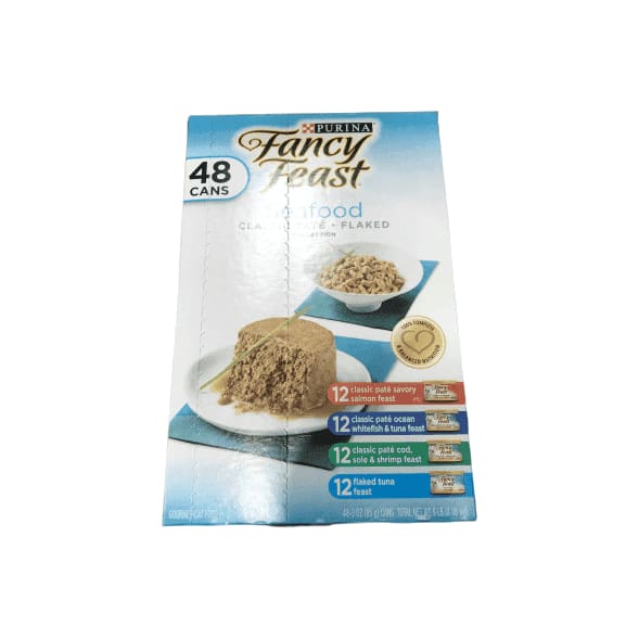 Fancy Feast Purina Classic Seafood Feast Variety Cat Food 3 oz. - 48 Cans. - ShelHealth.Com