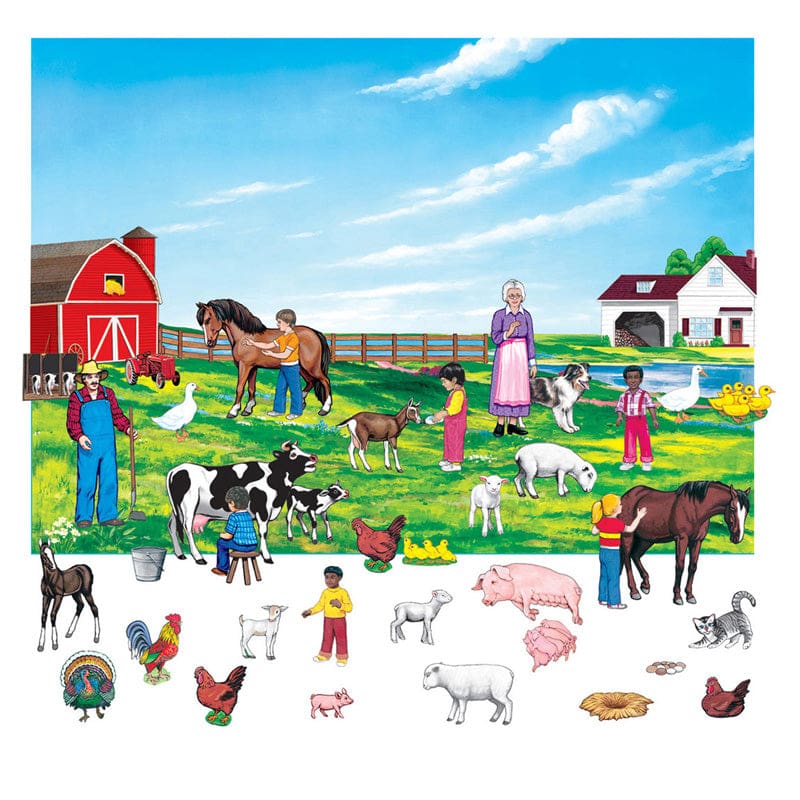Farm Set 6In Figures With Unmounted Background - Flannel Boards - Little Folk Visuals