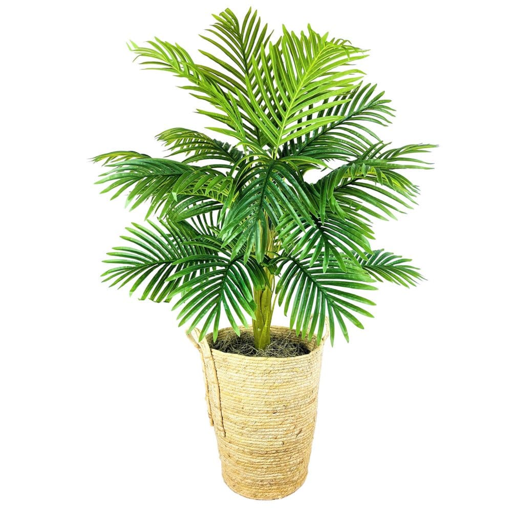 Faux 42 Palm in Handwoven Organic Seagrass Basket - Faux Plants - Faux