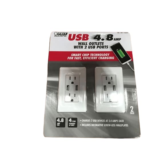 Feit Electric Wall Receptacle with USB Ports (2 pack) - ShelHealth.Com