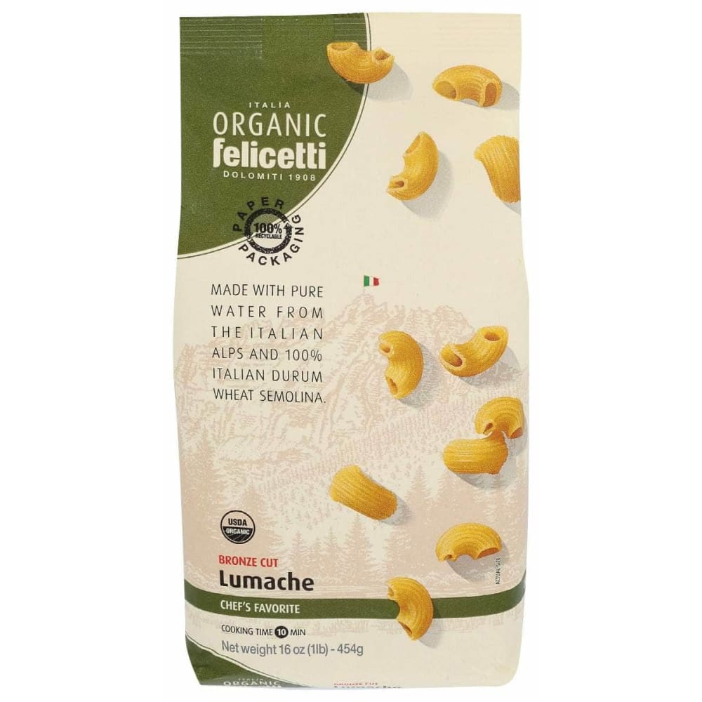 Felicetti Organic Grocery > Meal Ingredients > Noodles & Pasta FELICETTI ORGANIC: Bronze Cut Lumache, 16 oz