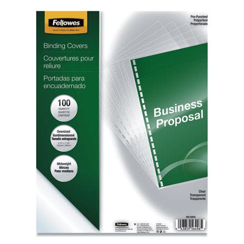 Fellowes Crystals Transparent Presentation Covers For Binding Systems Clear With Round Corners 11.25 X 8.75 Punched 100/pack - Office -
