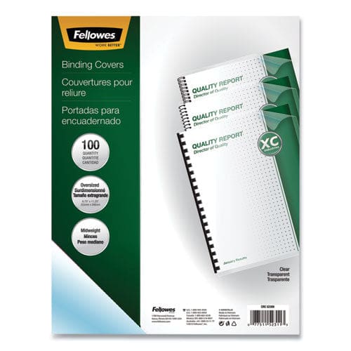 Fellowes Crystals Transparent Presentation Covers For Binding Systems Clear With Round Corners 11.25 X 8.75 Unpunched 100/pack - Office -