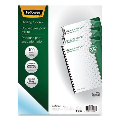 Fellowes Crystals Transparent Presentation Covers For Binding Systems Clear With Square Corners 11 X 8.5 Unpunched 100/pack - Office -