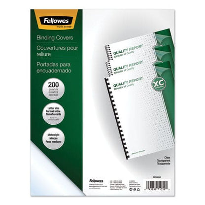 Fellowes Crystals Transparent Presentation Covers For Binding Systems Clear With Square Corners 11 X 8.5 Unpunched 200/pack - Office -
