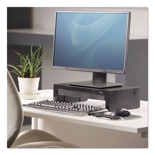 Fellowes Designer Suites Monitor Riser For 21 Monitors 16 X 9.38 X 4.38 To 6 Black Pearl Supports 40 Lbs - School Supplies - Fellowes®