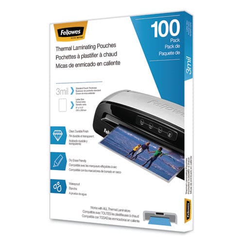 Fellowes Laminating Pouches 3 Mil 9 X 11.5 Gloss Clear 100/pack - Technology - Fellowes®