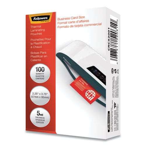 Fellowes Laminating Pouches 5 Mil 3.75 X 2.25 Gloss Clear 100/pack - Technology - Fellowes®