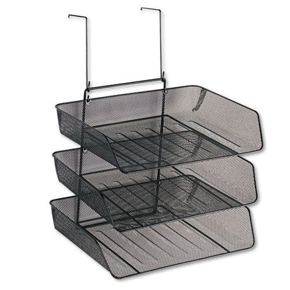 Fellowes Mesh Partition Additions Three-tray Organizer 11.13 X 14 X 14.75 Over-the-panel/wall Mount Black - Furniture - Fellowes®