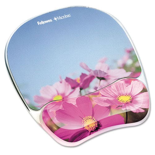 Fellowes Photo Gel Mouse Pad With Wrist Rest With Microban Protection 9.25 X 7.87 Pink Flowers Design - Technology - Fellowes®