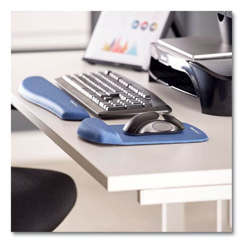 Fellowes Plushtouch Mouse Pad With Wrist Rest 7.25 X 9.37 Blue - Technology - Fellowes®